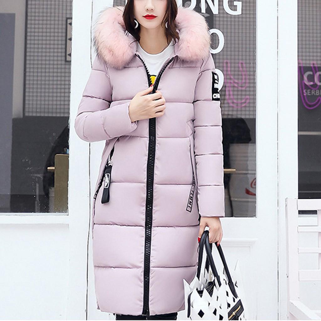 Fashion Women Winter Warm Cotton Hooded Winter Long-Sleeved Overcoat