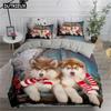 Lovely White Dogs Bedding Set Animal Fashion 3D Print Comforter Luxury Queen King Single Size Duvet Cover Set Home Textile Decor