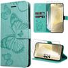 Protective Case - BOOLING - for Samsung Galaxy S24 - Green - Butterfly Pattern - 2 Tempered Glasses