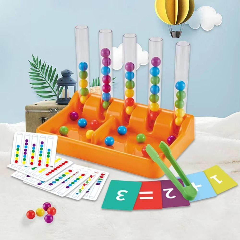 Sensory Rainbow Beads Clip Toy Educational Game Montessori Balls Matching Game  Fine Motor Training