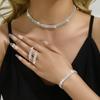 Women's Fashion Geometric Inlaid Zircon Necklace Earrings Bracelet Zircon Set Wedding Party Festival Gift