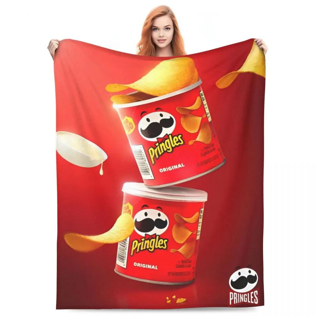 Фланелевые одеяла с чипсами Pringles, картофельные снеки, забавные пледы для дома, коврик 125*100 см