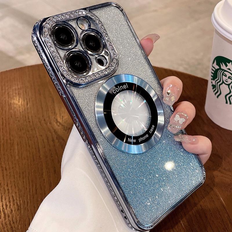 Роскошный блестящий чехол Magsafe с беспроводной зарядкой Diamond для iPhone 14 13 12 11 Pro Max Plus, чехлы с магнитным бампером