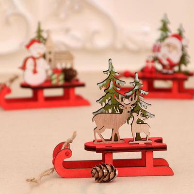 Рождественские сани миниатюрные деревянные Санта-Снеговик оленьи сани украшение для детей подарок настольные маленькие украшения деревянные съемные
