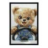 Smiling Teddy Bear Behind The Steering Wheel Smiling Teddy Bear Behind The Steering Wheel, 50X70 Cm, Black Aluminum Frame, 230 Gsm Matte Paper