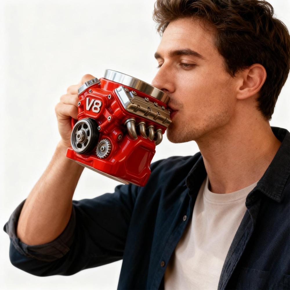 Retro V8 Engines Stainless Steel Cup Double Wall Insulation Car Mug Gifts for Men and Boys