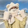 Шапка-медведь женская осенне-зимняя шарф перчатки интегрированный комплект из четырех предметов с капюшоном зимний шарф теплая плюшевая ветрозащитная шапка