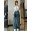 Small Design Pleated High-waisted Wide-leg Jeans Women's Spring New Fashion Versatile High Street Retro Trousers