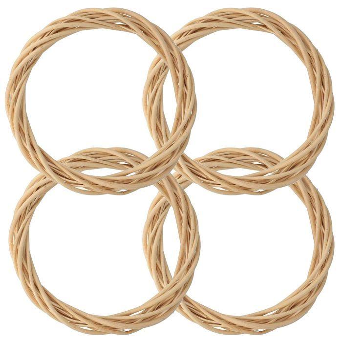4 couronnes décoratives en osier 25 cm