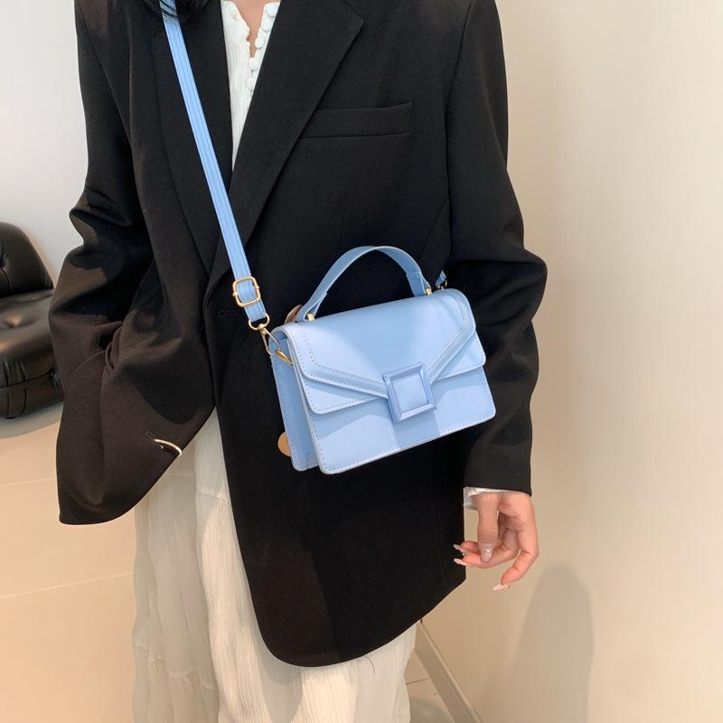 Женская Текстурная Простая Сумка Весна Новая Универсальная Сумка Через Плечо Ins Темпераментная Однотонная Маленькая Квадратная Сумка Женская