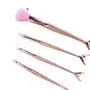 Mermaid 4-Piece Makeup Brush Set with Soft Electroplated Nylon Bristles in a PVC Bag