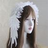 White Lace Hairband with Angel Wing Elegant Theme Event Lace Ruffle Trim Headpiece For Parties And Cosplay Costume