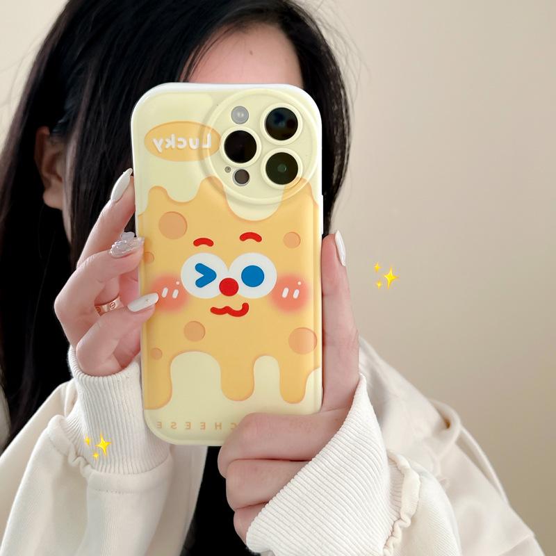 Zhitai Cartoon Cheese Air Cushion Silicone Case for iPhone 15/14/13/12/11