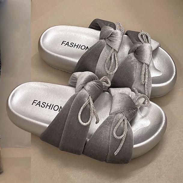 Platform Sandals Women's Summer New Double Bow Sandals Anti-slip Wear-resistant Beach Shoes