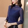 Half Turtleneck Bottoming Shirt Women's Long-sleeved Spring Women's Bright Silk Inner Mesh T-shirt Top