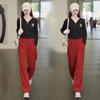 Fashionable and Lazy Style Suit for Women's Short Top Casual Draped Straight Sportswear