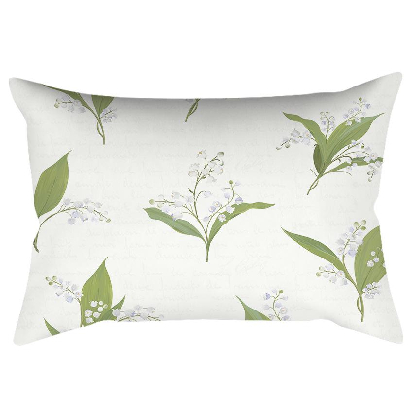 Nordic Simple Green Small Fresh Floral Modern Simple Pillow Sofa Living Room Model Suede Waist Pillow Case Pillow