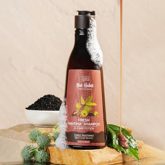 Nat Habit Castor Black Seed Shampoo and Conditioner Combo for Men Manageable Hair, Men's Revital with Castor