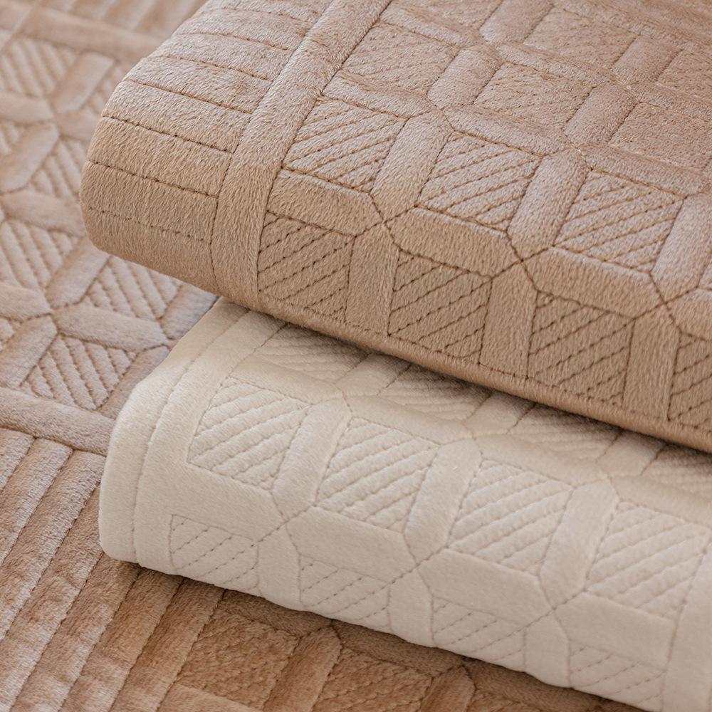 Nordic Simple Solid Color Modern Plush Sofa Cushion Four Seasons Universal Embroidery Non-Slip Seat Cushion Dutch Velvet Sofa Cover Towel