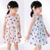 Платье без рукавов для девочек, летнее тонкое платье-жилет с вишневым принтом, детское платье