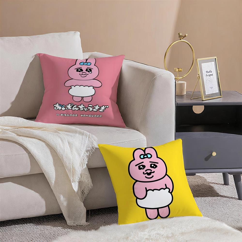 Kawaii OOpanchu Usag Cushion Cover Throw Pillow Cover Hidden Button Durable Polyester Chair Cushion