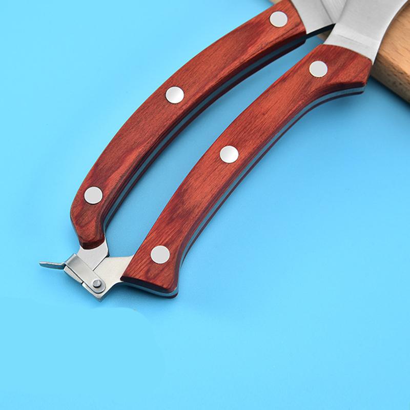 Деревянная ручка, кухонные ножницы, ножницы для куриных костей, кухонные зажимы для еды, ножницы для резки костей
