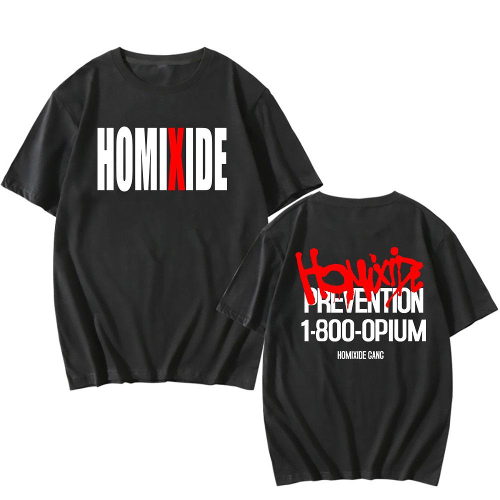 Футболки Rock Band HXG Homixide Gang Футболки Летняя Хлопковая Футболка с Коротким Рукавом Мужская Женская Одежда Графическая Футболка Принт в Стиле Гранж Топ