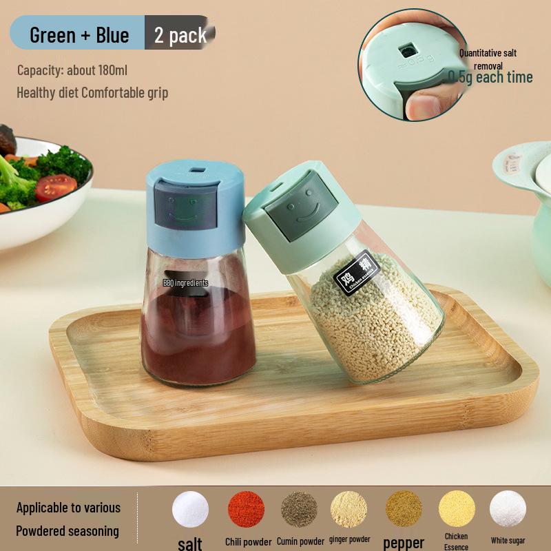 Press-Type Salt Control Glass Spice Jar - Moisture-Proof, Sealed, Ideal for BBQ & Kitchen