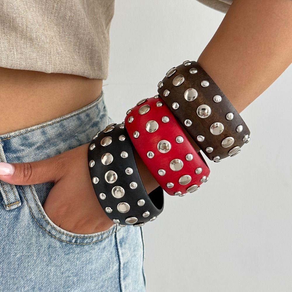 Vintage Chunky Bangle Bohemian Irregular Geometric Bracelet Retro Hand Ring Summer Party Jewelry