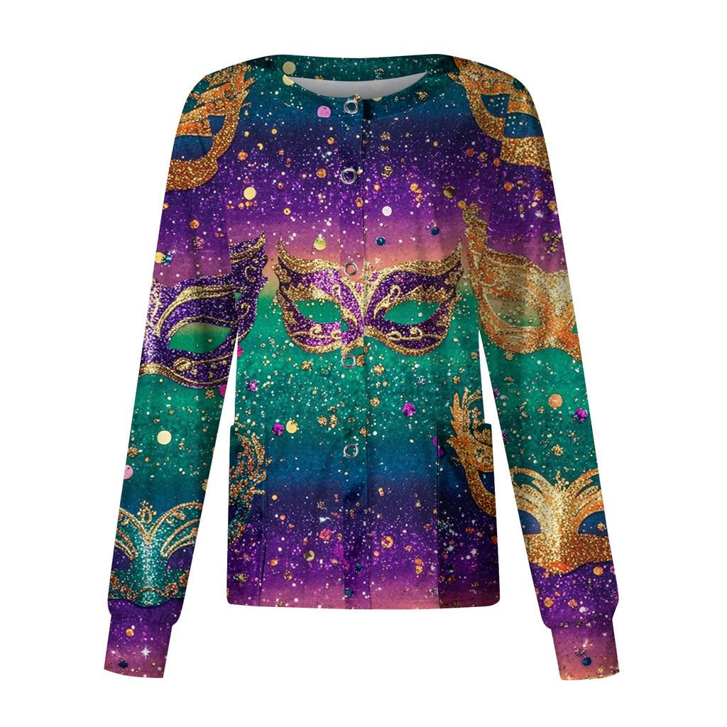 Женский повседневный топ с длинным рукавом, на одной пуговице, с принтом, быстросохнущий