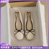 Square Head Single Shoes Women's Flat Bow Light Mouth Soft-soled Ballet Shoes