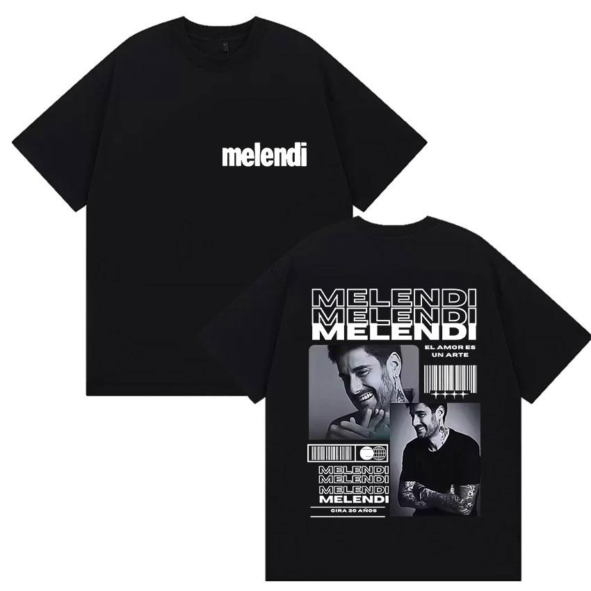 Rapper Melendi Tour 2025 Album Merch T Shirts Women Vintage Gothic Oversized Cotton Tshirt Y2k Man Hip Hop Punk Tees Streetwear