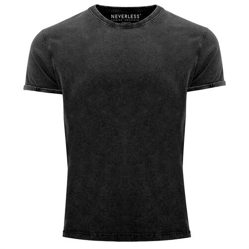 Cool trendy men's T-shirt vintage shirt basic without print distressed look-