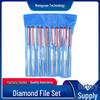 DIY Metal Grinding File Set: Assorted Diamond Files, Steel Flat, Half-Round, Triangular, and Round Files for Model Crafting.