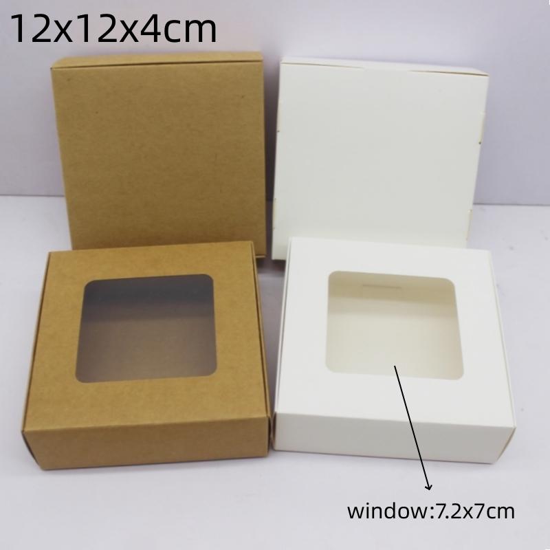 10 шт. подарочная упаковка с окошком белая/крафт-бумага большого размера для рождественского подарка упаковка для торта свадьба семейное торжество m