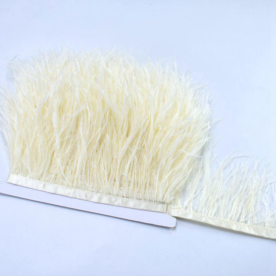 1M 8-10cm White Feathers Ostrich Plume Trim Wedding Crafts DIY Natural Feather Ribbon Sewing Party Handmade Headdress Carnival