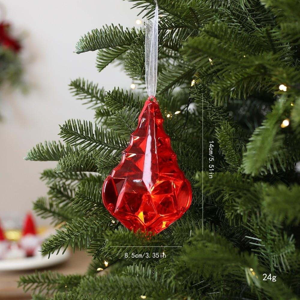 Transparent Gemstone Christmas Pendants Shining Christmas Tree Ornaments Holiday Party Supplies