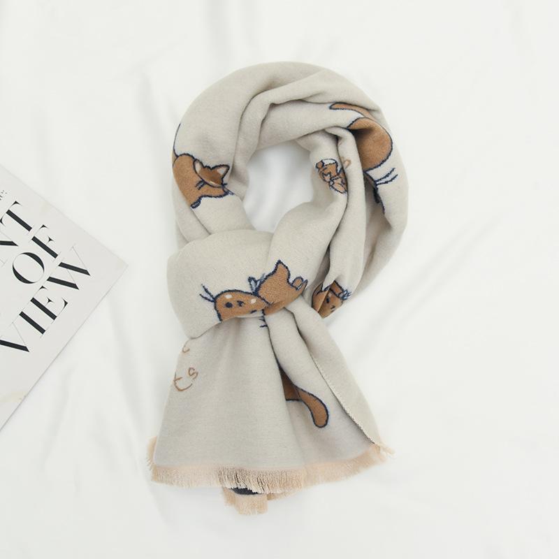 Children's Versatile Tassel Shawl Imitation Cashmere Print Warm Dual Purpose Fashionable Temperament Scarf Shawl