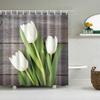 Листья Растения Бамбук Цветы Деревья Тюльпан Шторки для душа Занавеска для ванной Водонепроницаемый Полиэстер Занавеска для ванной с 12 крючками
