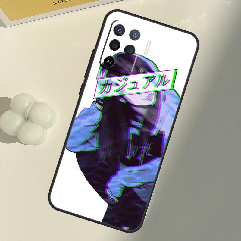 Чехол «Грустная девушка» в японском стиле аниме для OPPO A74 A94 A54 A1K A15 A16 A52 A72 A83 A91 A93 A53S A5 A9 A31 A53 2020, чехол