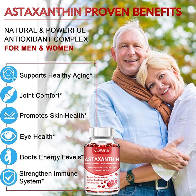 Buporai - Astaxanthin Supplement Capsules - Eye, Joint, Heart, and Brain Health