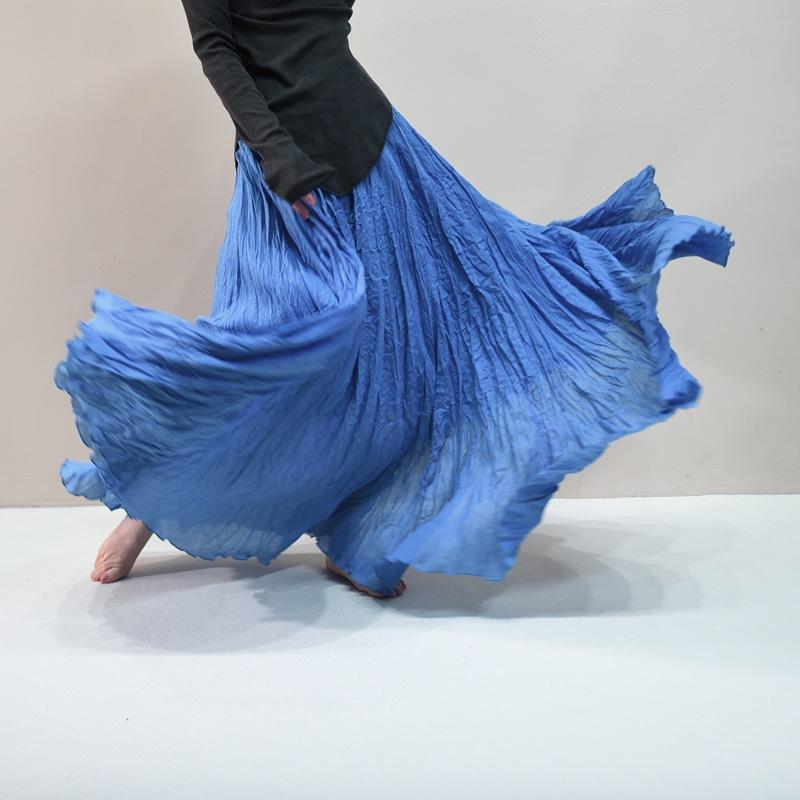 Женские льняные макси-юбки Летние Бохо Однотонные Пляжные Эластичные С высокой талией Плиссированные А-силуэта Легкие Расклешенные Длинные Макси-юбки Эластичная талия Длинная юбка для женщин