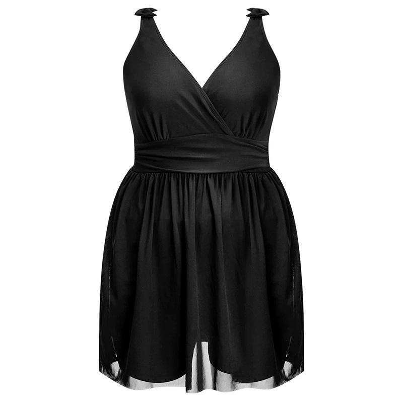 2024 Цветочный купальник большого размера слитный для женщин - Юбочный стиль