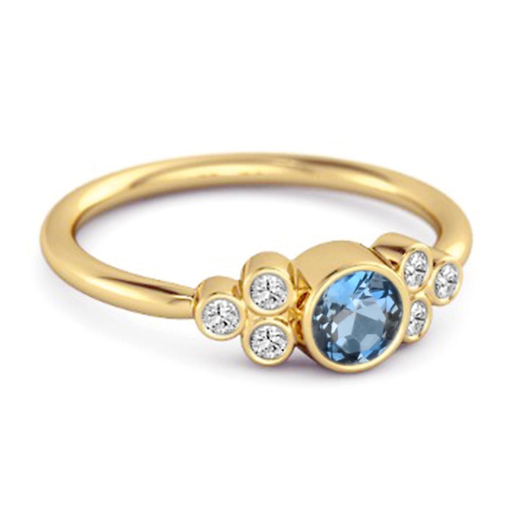 Bezel Set London Blue Topaz 925 Sterling Silver Gold Vermeil Boho Ring