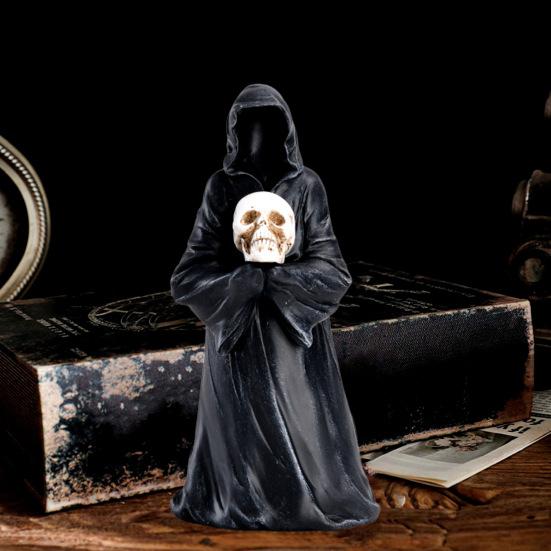 Хэллоуин Мрачный Жнец Фигурка Жуткий Черный Мантия Смерти Призрак Статуя Смолы Скульптура Внутреннее Домашнее Офисное Украшение Рабочего Стола Орнамент Подарок На Фестиваль