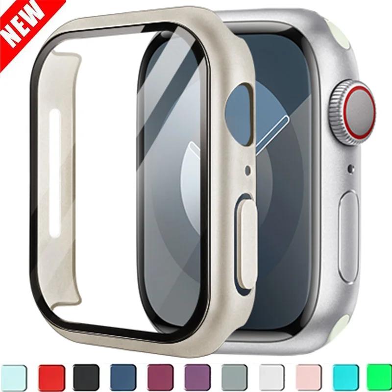 Закаленное стекло для Apple Watch Se Case 9 8 7 6 5 4 38 40 мм Аксессуары Защитная пленка для экрана iWatch Series 44 мм 45 мм 41 мм 42 мм
