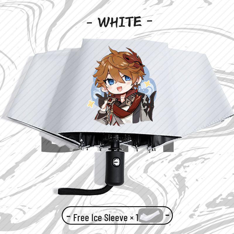 Зонт Genshin Impact Automatic складной с защитой от ультрафиолета для учеников начальной школы - устойчив к ветру, подходит для использования в солнечную и дождливую погоду