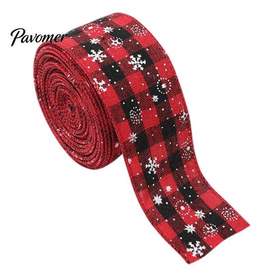 Holiday Party Decorations 1 Roll Christmas Burlap Ribbon, Faux Linen Wired Ribbon with Snowman for Bows Truck Floral Print, Gift Wrapping Craft Supply