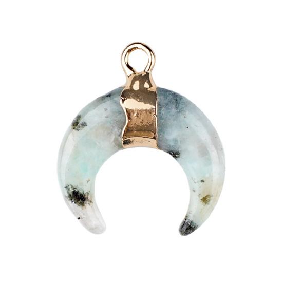 DIY Pendant Gold-Plated Edging Crescent Horn Design Natural Imitation Crystals Jade Necklace Bracelet Earrings Charm DIY Jewelry Making