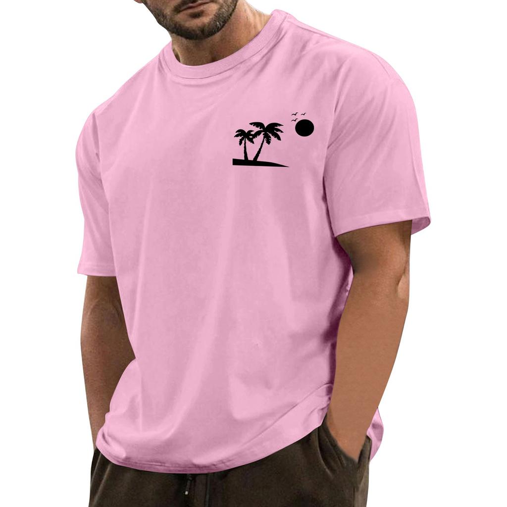 Мужская модная повседневная футболка с круглым вырезом и короткими рукавами с гавайским принтом